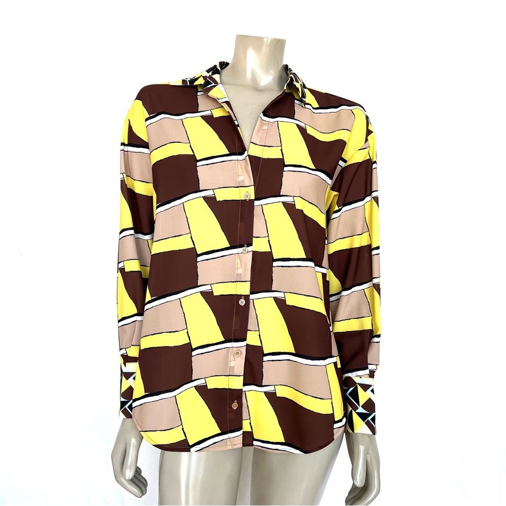 OVI Geometric Patterned Button-Up Shirt - Picture 1 of 9